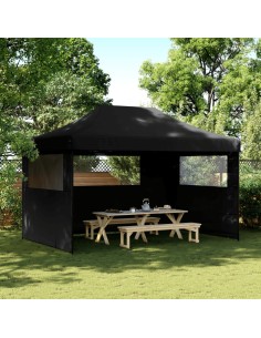 Сгъваема парти шатра pop-up с 3 странични стени черна