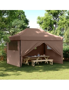Сгъваема парти шатра pop-up с 4 странични стени кафява