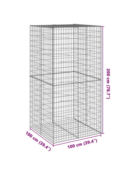 Габионна кошница с покритие, 100x100x200 см, поцинковано желязо