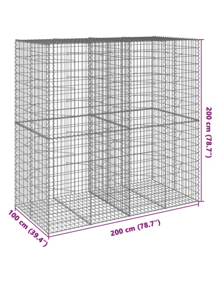 Габионна кошница с покритие, 200x100x200 см, поцинковано желязо