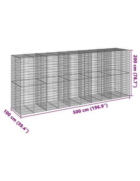 Габионна кошница с покритие, 500x100x200 см, поцинковано желязо