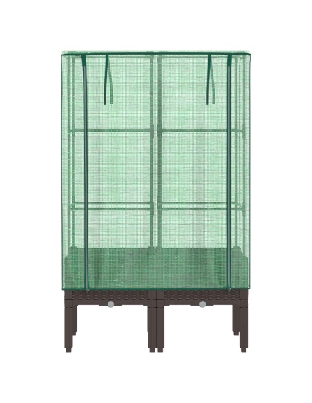 Повдигнато легло с оранжерия калъф, ратанов вид, 80x40x140 см