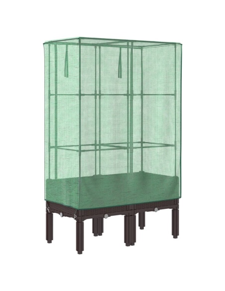 Повдигнато легло с оранжерия калъф, ратанов вид, 80x40x140 см