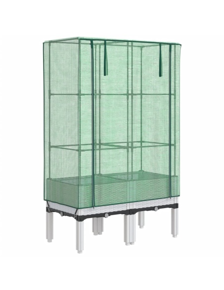 Повдигнато легло с оранжерия калъф, ратанов вид, 80x40x140 см