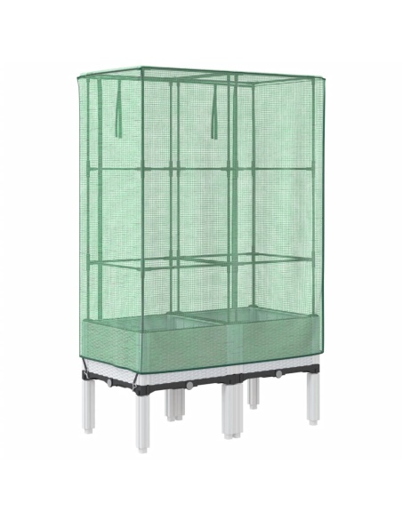 Повдигнато легло с оранжерия калъф, ратанов вид, 80x40x140 см