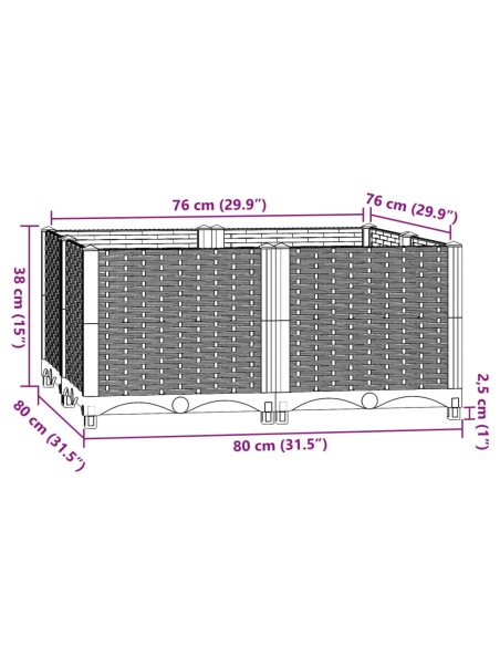 Повдигната леха, 80x80x38 см, полипропилен