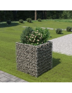 Габион повдигната леха, поцинкована стомана, 90x90x100 cм