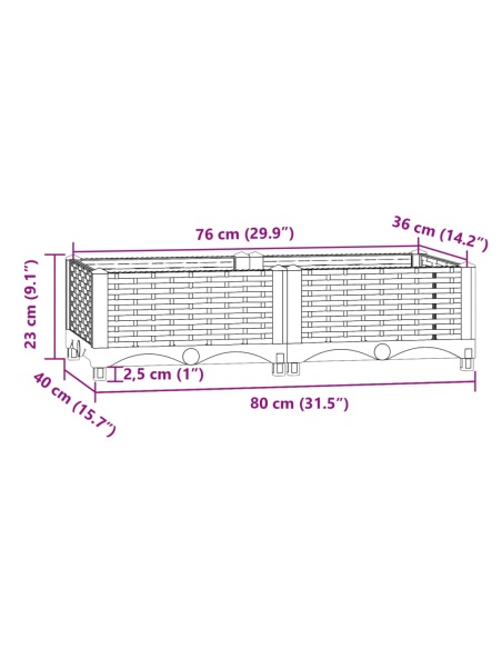 Повдигната леха, 80x40x23 см, полипропилен
