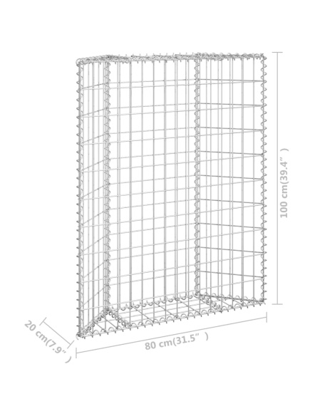 Габион повдигната леха трапец поцинкована стомана 80x20x100 см
