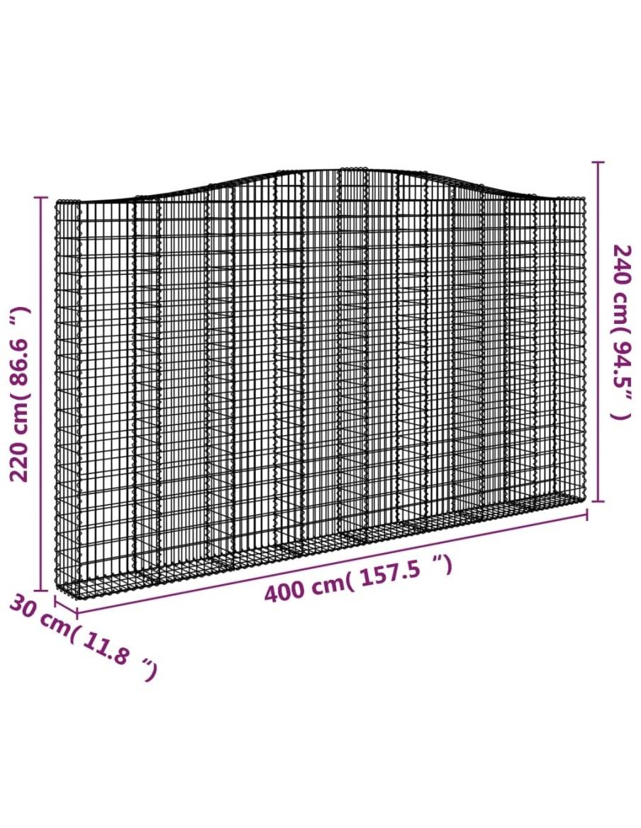 Дъговидна габионна кошница 400x30x220/240 см поцинковано желязо