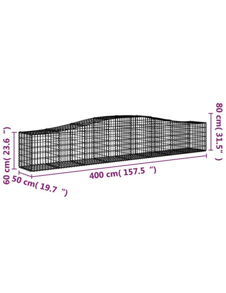 Дъговидна габионна кошница 400x50x60/80 см поцинковано желязо