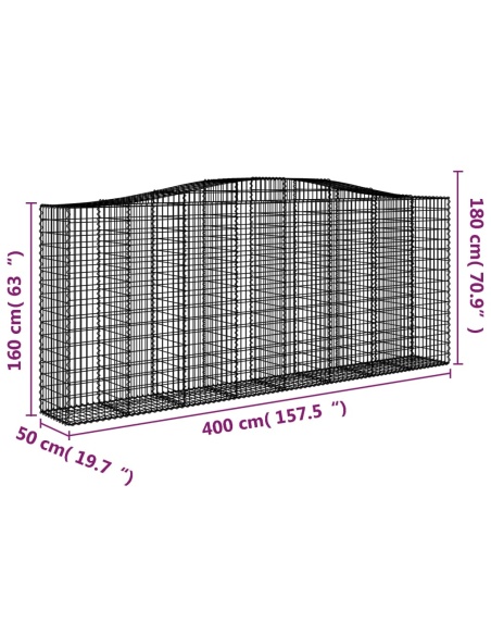 Дъговидна габионна кошница 400x50x160/180 см поцинковано желязо
