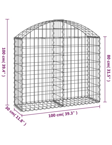 Дъговидна габионна кошница 100x30x80/100 см поцинковано желязо