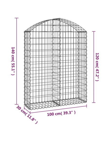 Дъговидна габионна кошница 100x30x120/140 см поцинковано желязо