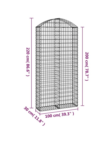 Дъговидна габионна кошница 100x30x200/220 см поцинковано желязо