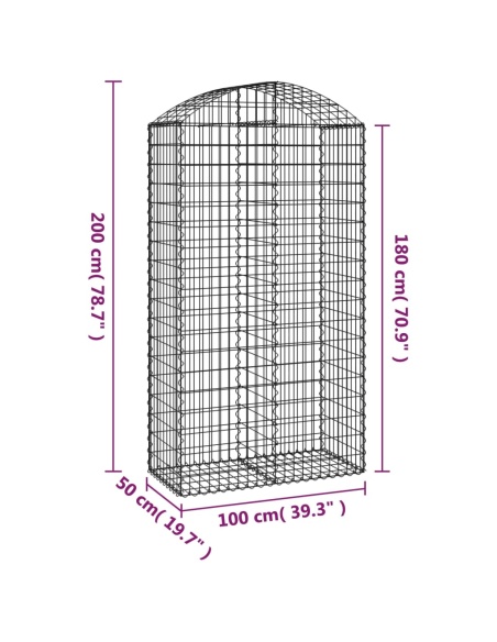Дъговидна габионна кошница 100x50x180/200 см поцинковано желязо