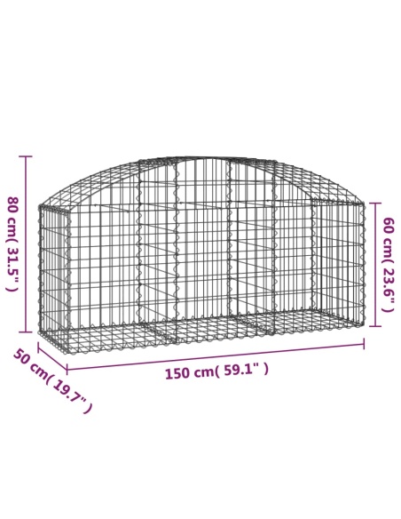Дъговидна габионна кошница 150x50x60/80 см поцинковано желязо
