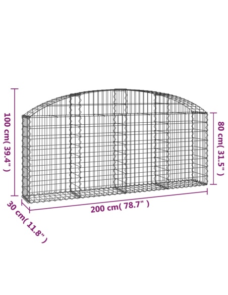 Дъговидна габионна кошница 200x30x80/100 см поцинковано желязо