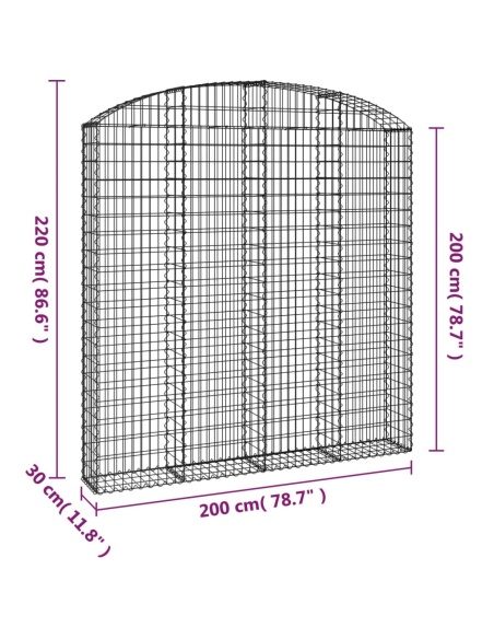 Дъговидна габионна кошница 200x30x200/220 см поцинковано желязо