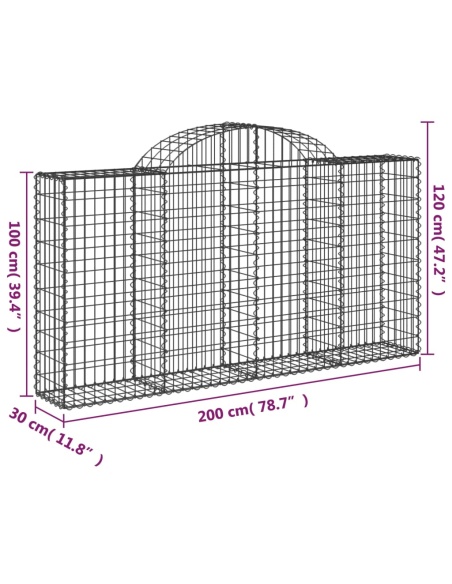 Дъговидна габионна кошница 200x30x100/120 см поцинковано желязо