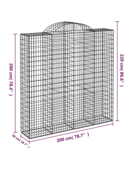 Дъговидна габионна кошница 200x50x200/220 см поцинковано желязо
