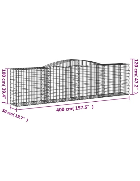 Дъговидна габионна кошница 400x50x100/120 см поцинковано желязо