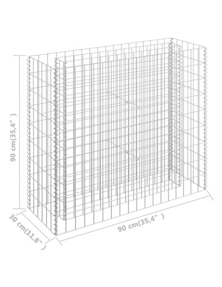 Габион повдигната леха, поцинкована стомана, 90x30x90 cм
