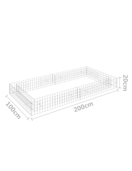 Габион повдигната леха, поцинкована стомана, 200x100x20 cм