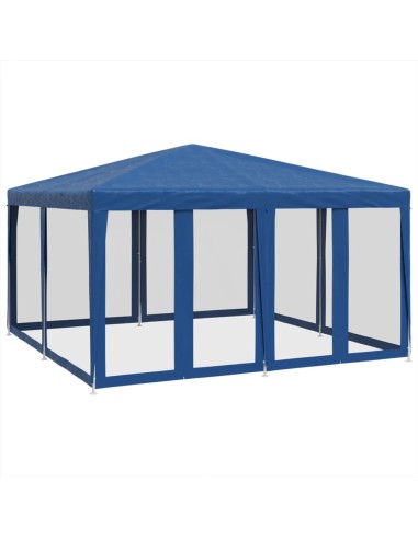 Парти палатка с 8 мрежести странични стени, синя, 4x4 м, HDPE