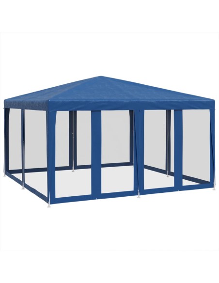 Парти палатка с 8 мрежести странични стени, синя, 4x4 м, HDPE