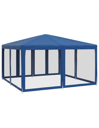 Парти палатка с 8 мрежести странични стени, синя, 4x4 м, HDPE