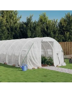 Оранжерия със стоманена рамка бяла 54 м² 18x3x2 м