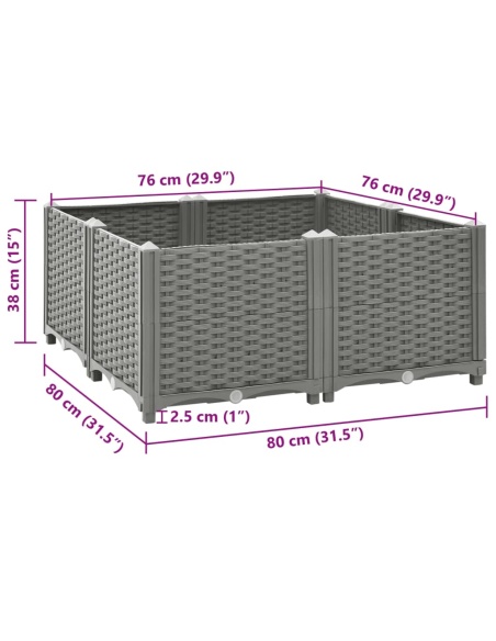 Повдигната леха, 80x80x38 см, полипропилен
