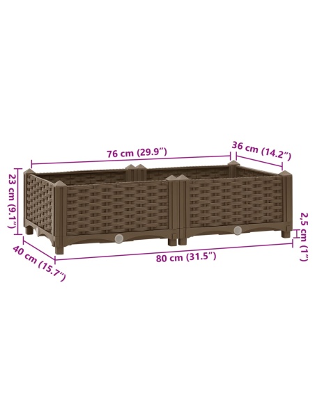 Повдигната леха, 80x40x23 см, полипропилен