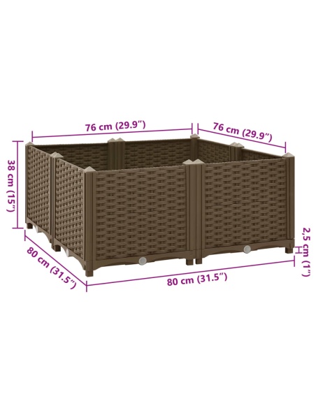Повдигната леха, 80x80x38 см, полипропилен