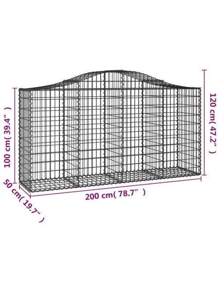 Дъговидна габионна кошница 200x50x100/120 см поцинковано желязо