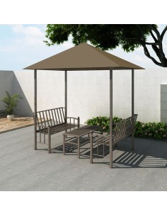 Градинска шатра с маса и пейки,  2,5x1,5x2,4 м, таупе, 180 г/м²