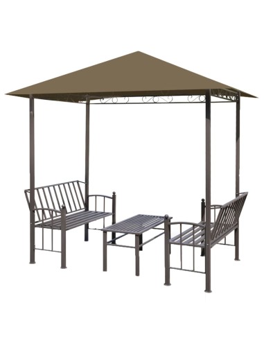 Градинска шатра с маса и пейки,  2,5x1,5x2,4 м, таупе, 180 г/м²