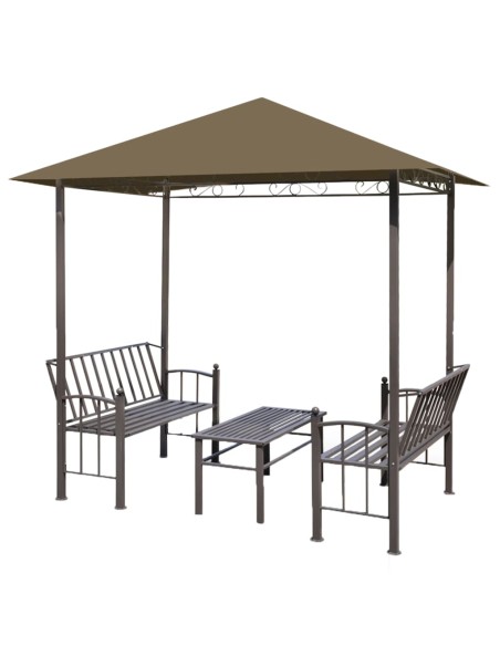 Градинска шатра с маса и пейки,  2,5x1,5x2,4 м, таупе, 180 г/м²
