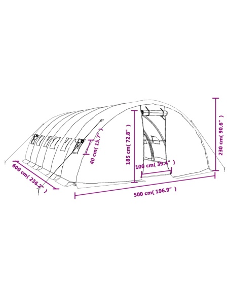 Оранжерия със стоманена рамка бяла 30 м² 6x5x2,3 м