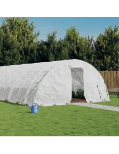 Оранжерия със стоманена рамка бяла 50 м² 10x5x2,3 м