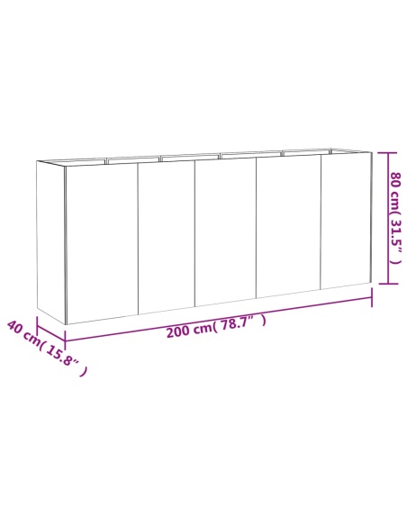 Градинска повдигната леха 200x40x80 см кортенова стомана