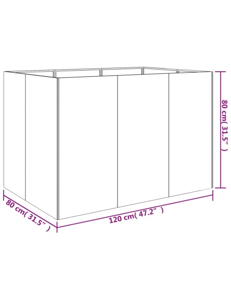 Градинска повдигната леха 120x80x80 см кортенова стомана