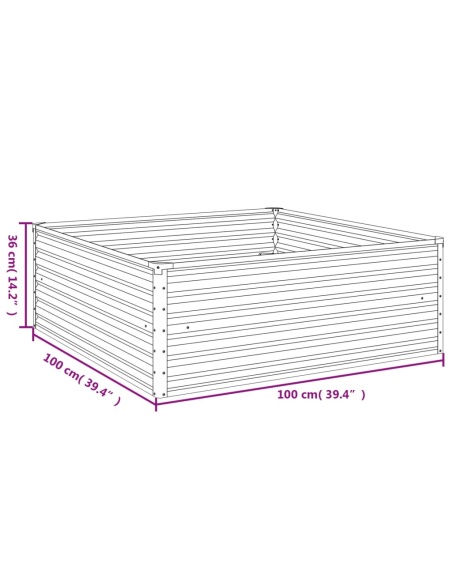 Градинска повдигната леха 100x100x36 см кортенова стомана