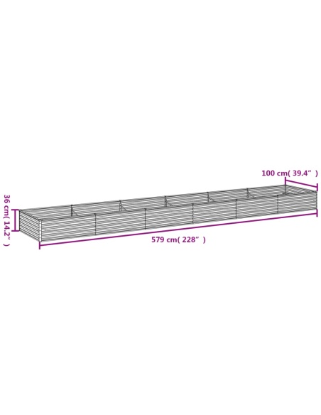 Градинска повдигната леха 579x100x36 см кортенова стомана