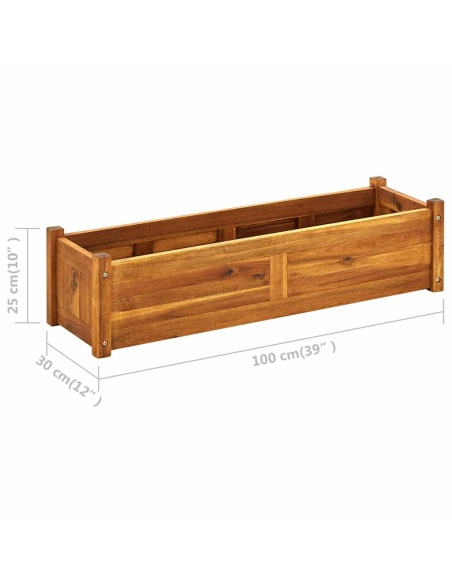 Градинска повдигната леха, акациево дърво, 100x30x25 см