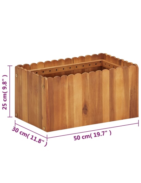 Градинска повдигната леха, 50x30x25 см, акациево дърво масив