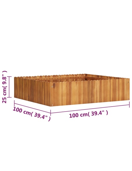 Градинска повдигната леха, 100x100x25 см, акациево дърво масив