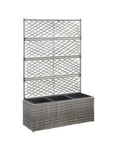 Пергола висока леха с 3 саксии, 83x30x130 см, полиратан, сива