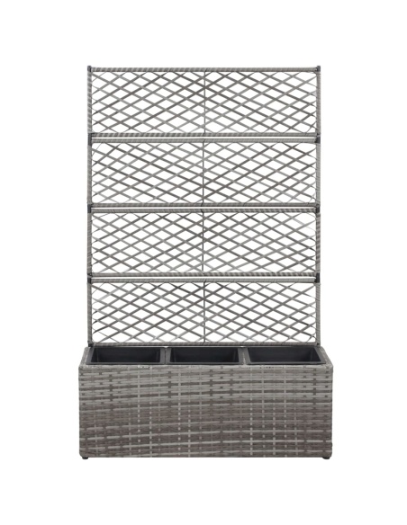 Пергола висока леха с 3 саксии, 83x30x130 см, полиратан, сива